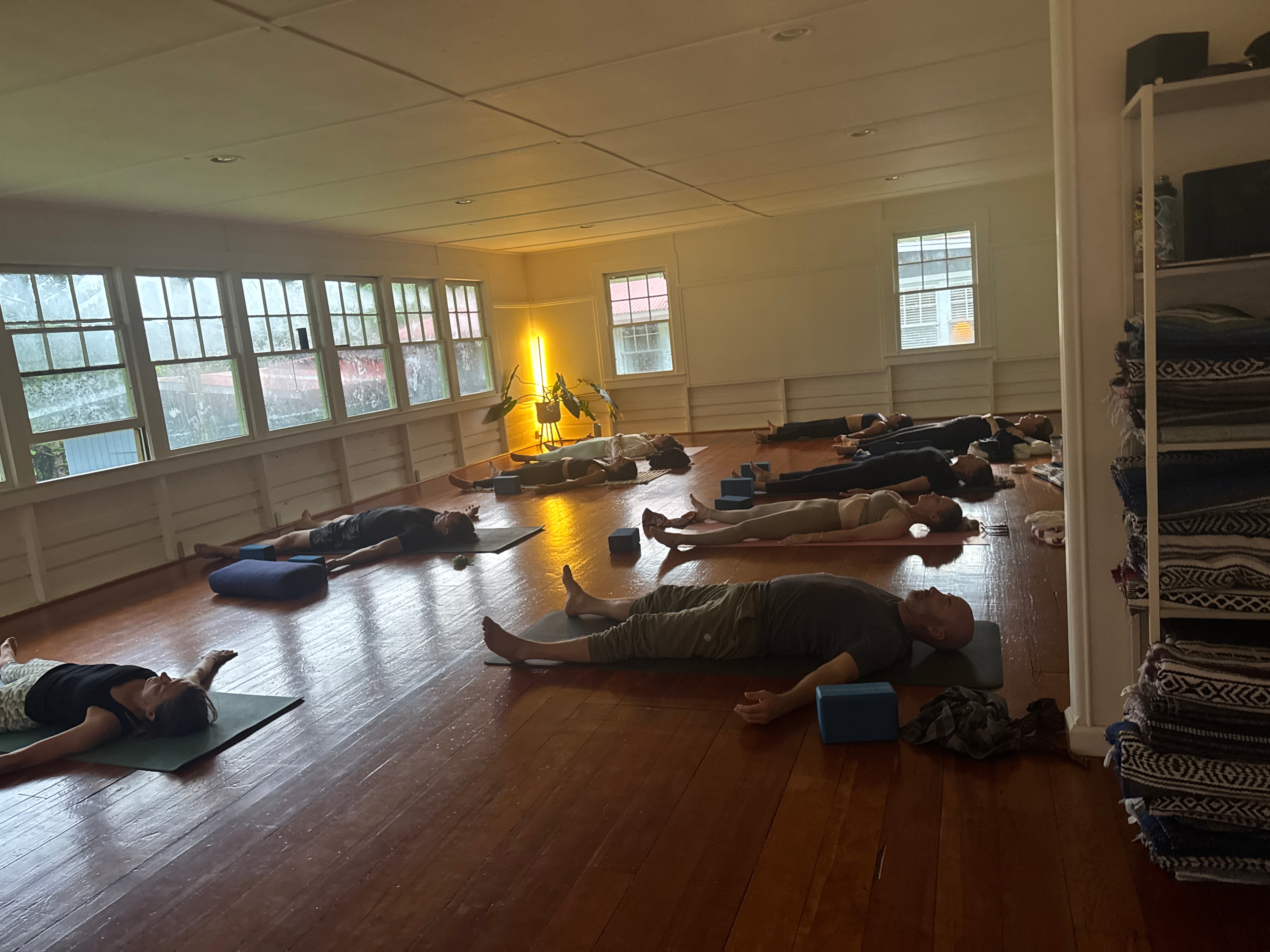 Bobby Hoyt leading a yoga session in nature